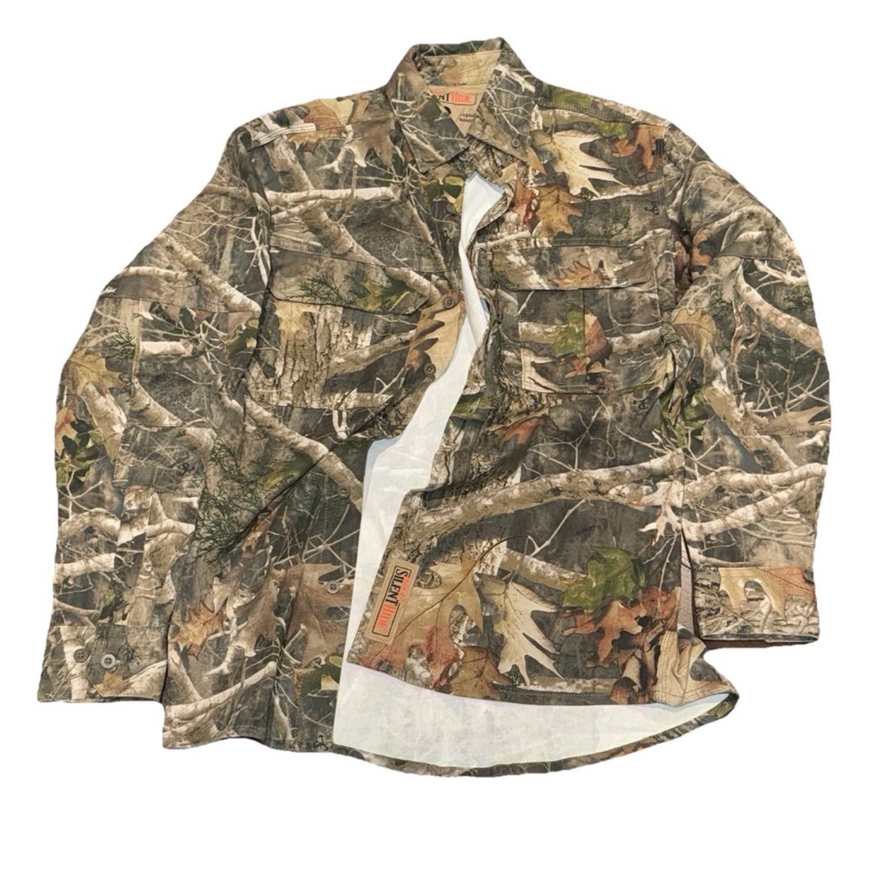 Redhead Silent-Hide Camo Button Up Overshirt Mens Size Small Camoflauge Hunting